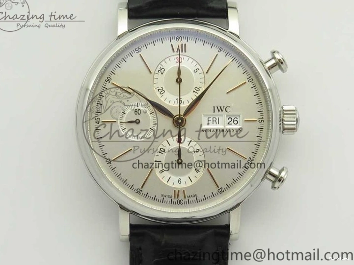 MIROTIME 0129 Snug Portofino IW391022 SS ZK 1:1 Best Edition White Dial Gold Markers On Black Leather Strap A 7130